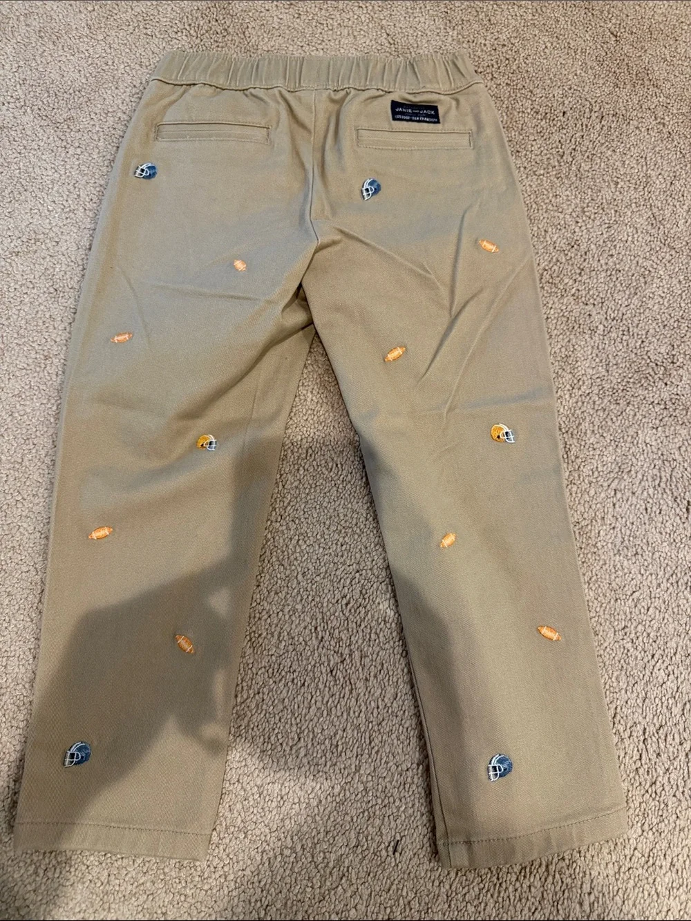 Janie and Jack Blue Football Top with Olive Embroidered Joggers